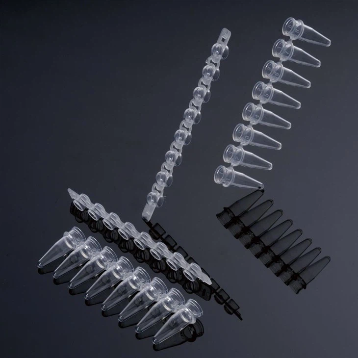 {{0}}Strip PCR slöngur 0,2ml PP flatloka hvolfloka PCR slöngur